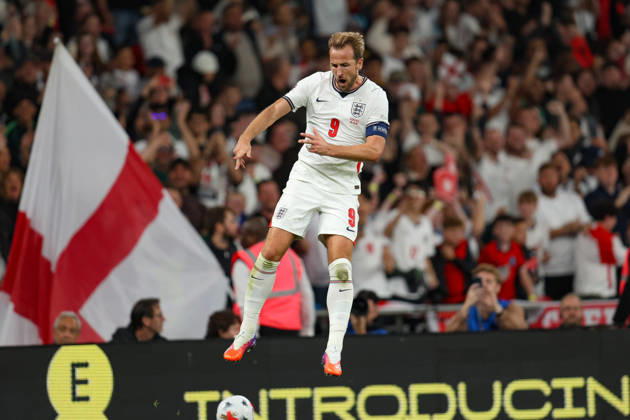 LONDON, ENGLAND - OCTOBER 6: Harry Kane of England celebrates after scoring during the UEFA Nations League 2026 27 group phase match between England and Czechia at Wembley Stadium on October 6, 2026 in London, England.  Copyright: xMBxMediax