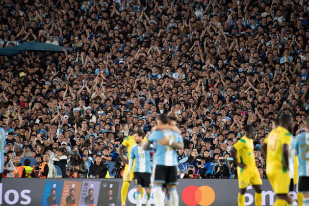 BUENOS AIRES, ARGENTINA 6 OCTOBER: The Argentine crowd celebrate Nicolas Otamendi s goal during a friendly match between Argentina and Benin at the Estadio Monumental Antonio V. Liberti on 6 October 2026 in Buenos Aires, Argentina. Copyright: xMBxMediax