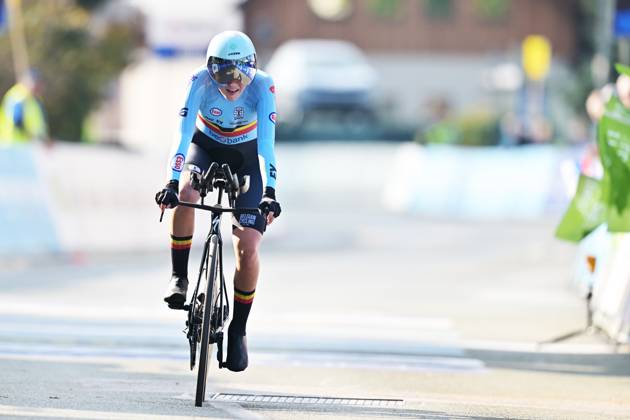 Belgium s Laura Five finishes as second in the Women Junior Individual Time Trial race (22km) at the cycling UEC Road European Championships, in Ljubljana, Slovenia, on Wednesday 7 October 2026. The UEC Road European Championships are taking place from 02 to 07 October in Ljubljana, Slovenia. DAVIDxPINTENS x189033194x