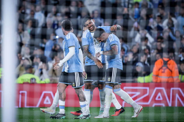 The last match of Messi in Buenos Aires, Argentina - 06 Oct 2026 Nicolas Otamendi of Argentina and his teammates celebrate his goal during the match between Argentina and Benin International Friendly, Länderspiel, Nationalmannschaft match, The last match of Messi with Argentina national team, Nationalteam Final score: Argentina 3 - 0 Benin Buenos Aires Argentina Copyright: xRobertoxxTuerox xSOPAxImagesx Roberto--Tuero-1456618