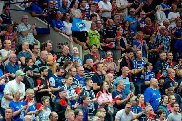 Solingen, October 6, 2026, Handball, Men s, EHF, European League, Group Stage, Matchday 2, 2026–2027, Bergischer HC vs. IK Sävehof A look at the BHC Solingen fans at the Klingenhalle in North Rhine-Westphalia, Germany