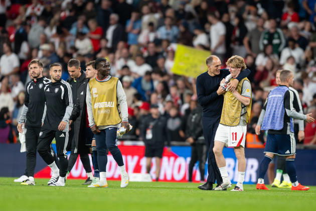 Thomas Tuchel England Manager and Anthony Gordon of England have a few words at the end of Englands win by 3-0 in the Nations League match between England and Czechia at Wembley Stadium, London, England on 6 October 2026. Copyright: xPhilxHutchinsonx 45480089