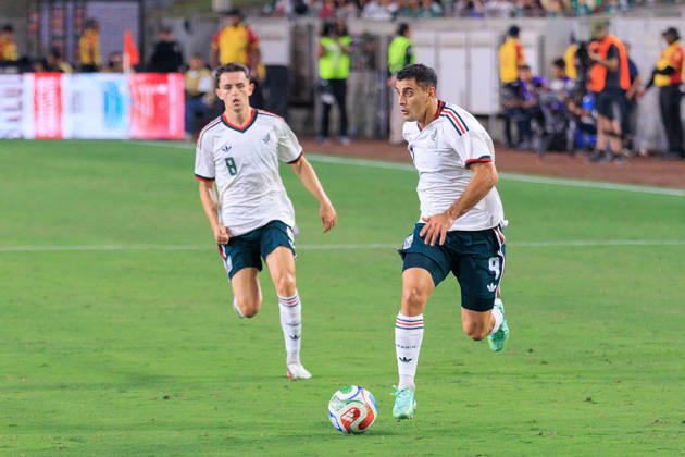 October 6, 2026, Los Angeles, California, USA: German Berterame 9 of Mexico during an International Friendly, Länderspiel, Nationalmannschaft match against Chile at Los Angeles Memorial Coliseum on Tuesday, October 6, 2026, in Los Angeles, California. Mexico loses to Chile, 0-2. JAVIER ROJAS PI Mexico Vs. Peru - ZUMAp124 20261006_zaa_p124_142 Copyright: xJavierxRojasx