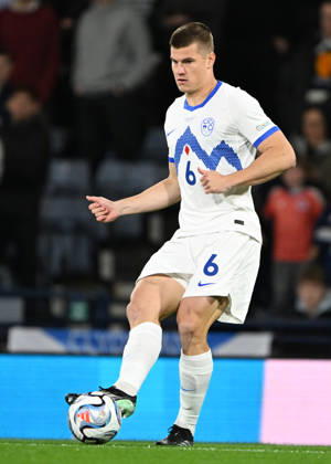 Glasgow, Scotland, 6th October 2026. Jaka Bijol of Slovenia during the Scotland vs Slovenia UEFA Nations League match at Hampden Park, Glasgow. Picture credit should read: Neil Hanna Sportimage EDITORIAL USE ONLY. No use with unauthorised audio, video, data, fixture lists, club league logos or live services. Online in-match use limited to 120 images, no video emulation. No use in betting, games or single club league player publications. SPI_127_NH_Scotland_Slovenia SPI-5054-0127