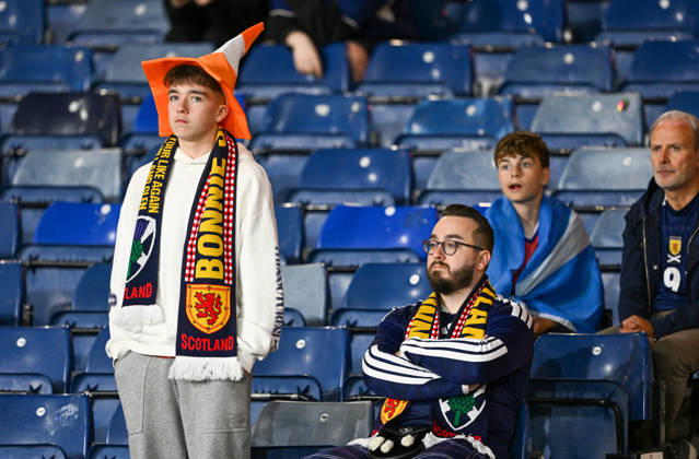 Glasgow, Scotland, 6th October 2026. Scotland fans during the Scotland vs Slovenia UEFA Nations League match at Hampden Park, Glasgow. Picture credit should read: Neil Hanna Sportimage EDITORIAL USE ONLY. No use with unauthorised audio, video, data, fixture lists, club league logos or live services. Online in-match use limited to 120 images, no video emulation. No use in betting, games or single club league player publications. SPI_108_NH_Scotland_Slovenia SPI-5054-0108