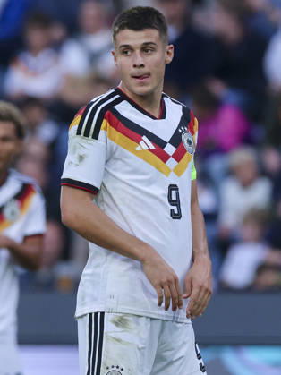 Nicolo Tresoldi of Germany looks dejected during the UEFA Under-21 EURO qualifier between Germany U21 and Georgia U21 at Almstadion on October 6, 2026, in Bielefeld, Germany. Photo by Marco Steinbrenner, DeFodi Images