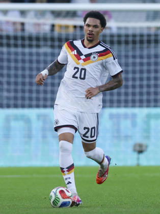 Nnamdi Collins of Germany controls the ball during the UEFA Under-21 EURO qualifier between Germany U21 and Georgia U21 at Almstadion on October 6, 2026, in Bielefeld, Germany. Photo by Marco Steinbrenner, DeFodi Images