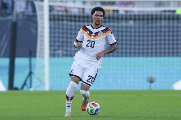 Nnamdi Collins of Germany controls the ball during the UEFA Under-21 EURO qualifier between Germany U21 and Georgia U21 at Almstadion on October 6, 2026, in Bielefeld, Germany. Photo by Marco Steinbrenner, DeFodi Images