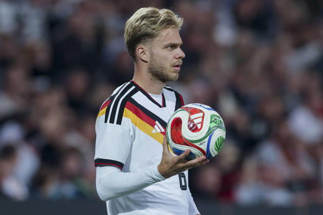 Leandro Morgalla of Germany controls the ball during the UEFA Under-21 EURO qualifier between Germany U21 and Georgia U21 at Almstadion on October 6, 2026, in Bielefeld, Germany. Photo by Marco Steinbrenner, DeFodi Images