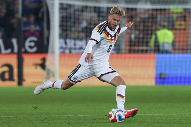 Leandro Morgalla of Germany controls the ball during the UEFA Under-21 EURO qualifier between Germany U21 and Georgia U21 at Almstadion on October 6, 2026, in Bielefeld, Germany. Photo by Marco Steinbrenner, DeFodi Images