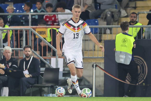 Tom Rothe of Germany controls the ball during the UEFA Under-21 EURO qualifier between Germany U21 and Georgia U21 at Almstadion on October 6, 2026, in Bielefeld, Germany. Photo by Marco Steinbrenner, DeFodi Images