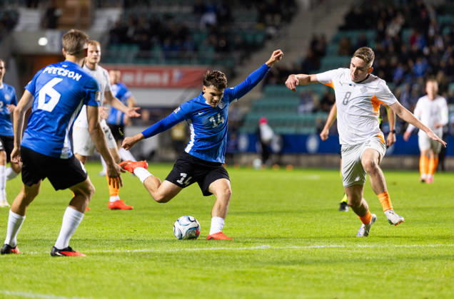06.10.2026, Tallinn. Football Nations League. Estonia VS Iceland 0:0. Photo Tairo Lutter, Postimees Tallinn Harjumaa Estonia 1TL06OCT26A32 Copyright: xTairoxLutterx 14 Patrik Kristal, 8 Isak Bergmann Johannesson