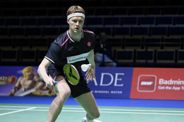 Anders Antonsen of Denmark in action during the badminton Clash of Clans Arctic Open 2026 tournament in Vantaa, Finland, on October 7, 2026. - ANTTI AIMO-KOIVISTO Vantaa Finland RrRta0jEkP0 Copyright: xAnttixAimo-Koivistox RrRta0jEkP0