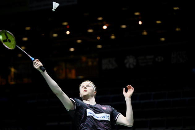 Anders Antonsen of Denmark in action during the badminton Clash of Clans Arctic Open 2026 tournament in Vantaa, Finland, on October 7, 2026. - ANTTI AIMO-KOIVISTO Vantaa Finland XTmwNKocMqI Copyright: xAnttixAimo-Koivistox XTmwNKocMqI