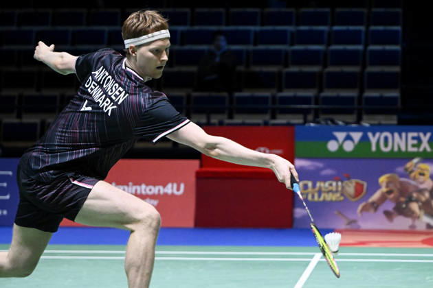 Anders Antonsen of Denmark in action during the badminton Clash of Clans Arctic Open 2026 tournament in Vantaa, Finland, on October 7, 2026. - ANTTI AIMO-KOIVISTO Vantaa Finland EIGruW0-X_E Copyright: xAnttixAimo-Koivistox EIGruW0-X_E