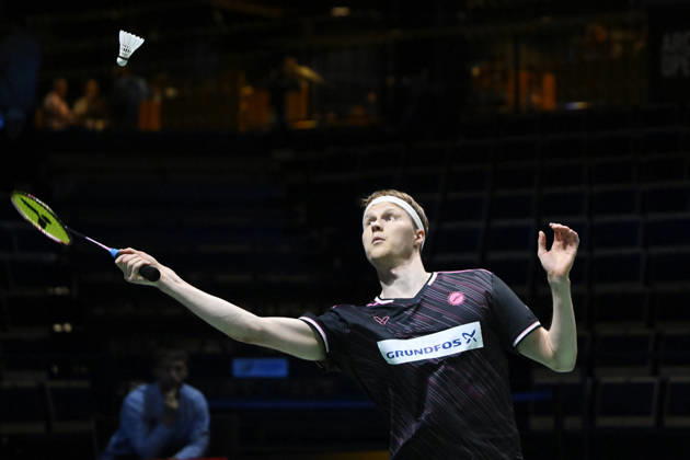 Anders Antonsen of Denmark in action during the badminton Clash of Clans Arctic Open 2026 tournament in Vantaa, Finland, on October 7, 2026. - ANTTI AIMO-KOIVISTO Vantaa Finland HNBRZGXnXYk Copyright: xAnttixAimo-Koivistox HNBRZGXnXYk