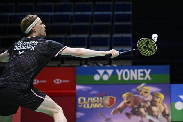 Anders Antonsen of Denmark in action during the badminton Clash of Clans Arctic Open 2026 tournament in Vantaa, Finland, on October 7, 2026. - ANTTI AIMO-KOIVISTO Vantaa Finland KI7GHFGla6s Copyright: xAnttixAimo-Koivistox KI7GHFGla6s
