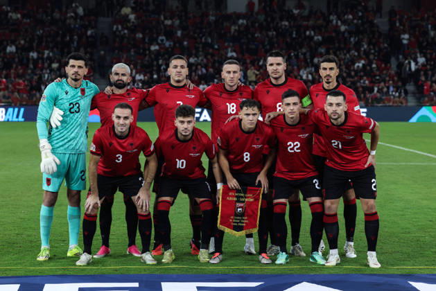 October 6, 2026, Tirana, Tirana, Albania: Albanian team line up, Mannschaftsbild, Totale prior to UEFA Nations League 2026-2027 group phase match between Albania and San Marino in Tirana, Albania on 6 October, 2026. Soccer 2026 Albania Vs San Marino UEFA Nations League 2026-2027 - ZUMAb266 20261006_zip_b266_007 Copyright: xArmandoxBabanix