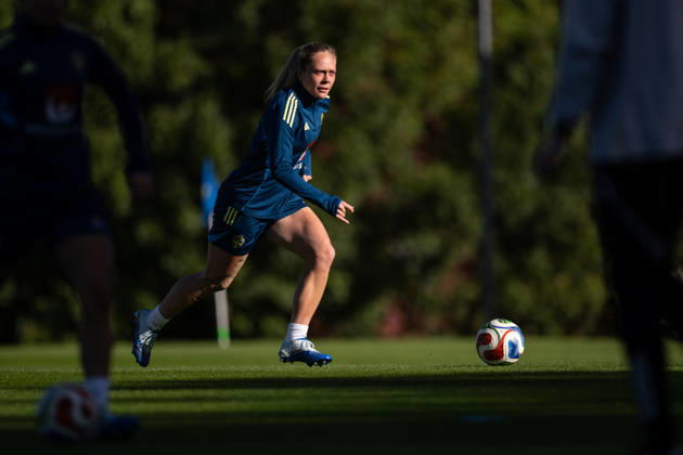 October 7, 2026: Alice Bergström of the Swedish women’s national soccer team during a training session on October 7, 2026 in Stockholm. Photo by Emma Wallskog, BILDBYRAN, code EW EW0716: soccer, football, fotball, World Cup qualifiers, FIFA Women’s World Cup qualifier, training, Sweden, women’s soccer, BBENG Copyright: EMMAxWALLSKOG BB261007EW016