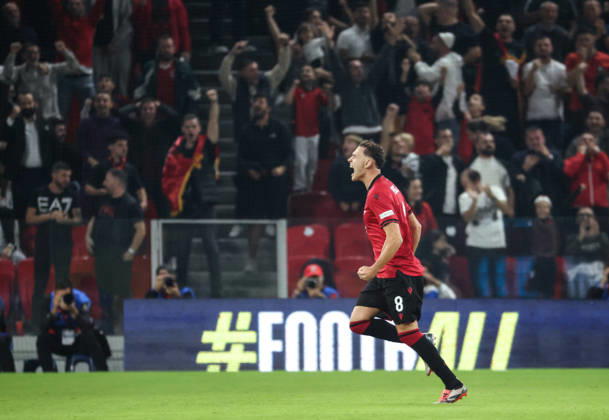 October 6, 2026, Tirana, Tirana, Albania: Kristjan Asllani of Albania celebrate his goal during UEFA Nations League 2026-2027 group phase match between Albania and San Marino in Tirana, Albania on 6 October, 2026. Soccer 2026 Albania Vs San Marino UEFA Nations League 2026-2027 - ZUMAb266 20261006_zip_b266_014 Copyright: xArmandoxBabanix