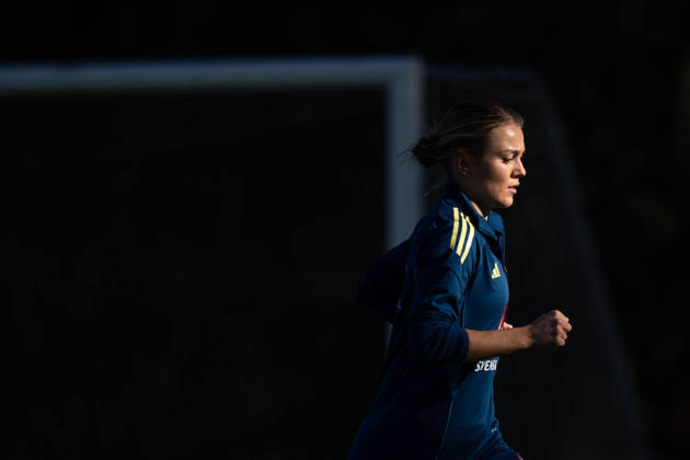 October 7, 2026: Beata Olsson of the Swedish women’s national soccer team during a training session on October 7, 2026 in Stockholm. Photo by Emma Wallskog, BILDBYRAN, code EW EW0716: soccer, football, fotball, World Cup qualifiers, FIFA Women’s World Cup qualifier, training, Sweden, women’s team, bbeng Copyright: EMMAxWALLSKOG BB261007EW037