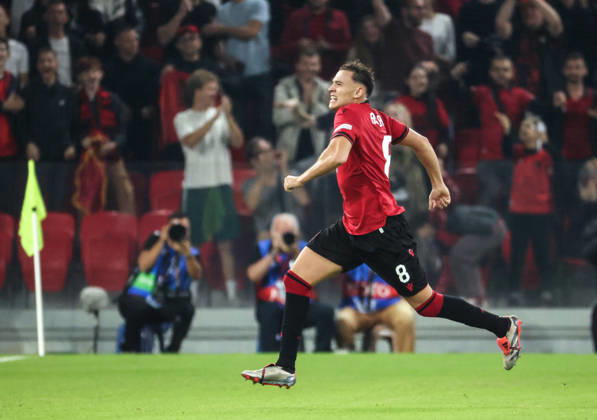 October 6, 2026, Tirana, Tirana, Albania: Kristjan Asllani of Albania celebrate his goal during UEFA Nations League 2026-2027 group phase match between Albania and San Marino in Tirana, Albania on 6 October, 2026. Soccer 2026 Albania Vs San Marino UEFA Nations League 2026-2027 - ZUMAb266 20261006_zip_b266_015 Copyright: xArmandoxBabanix