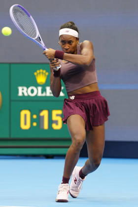 2026 China Open Women s Singles Round of 16 match in Beijing - 07 Oct. Coco Gauff of the United States seen in action against Elise Mertens of Belgium (Not in picture) during Women s Singles Round of 16 match on day eight of China Open at the National Tennis Center. Beijing China Copyright: xPolyxFeix xSOPAxImagesx 20261007_6076_105