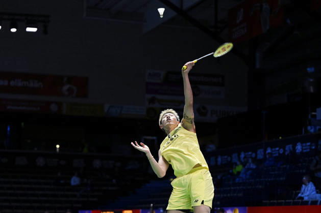 Lin Chun-Yi of Taiwan in action during the badminton Clash of Clans Arctic Open 2026 tournament in Vantaa, Finland, on October 7, 2026. - ANTTI AIMO-KOIVISTO Vantaa Finland Nz0C9roXw4c Copyright: xAnttixAimo-Koivistox Nz0C9roXw4c