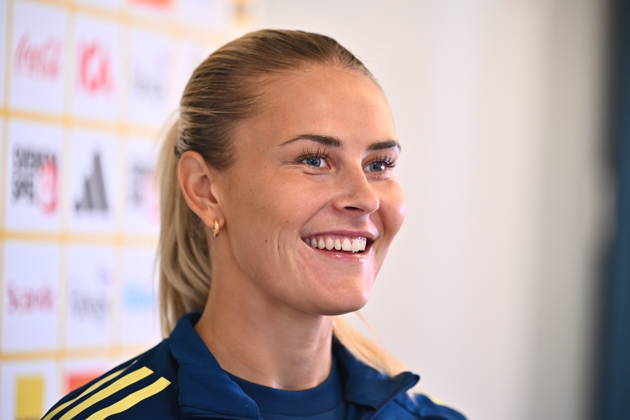 STOCKHOLM, SWEDEN, October 7, 2026: Amanda Nildén at a press conference following the women’s national team’s training session at Bosön ahead of the 2027 World Cup playoff. STOCKHOLM, SWEDEN x10090x  Copyright: xClaudioxBresciani TTx THE WOMEN S NATIONAL TEAM TRAINS BEFORE THE PLAYOFFS