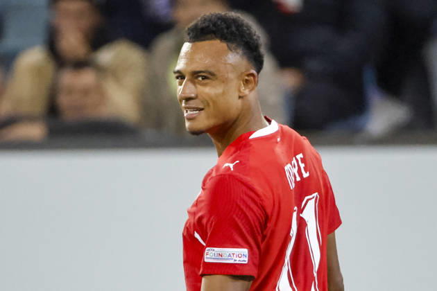 Dan Ndoye Switzerland, 11, facial expressions, emotion, Switzerland, UEFA, Nations League, Matchday 4, Switzerland vs. North Macedonia, October 6, 2026, Lucerne Swissporarena, Switzerland Copyright: xGrantxHubbsx