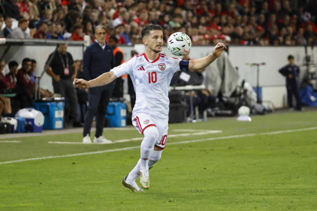 Enis Bardhi, North Macedonia, 10 on the ball, Switzerland, UEFA, Nations League, Matchday 4, Switzerland vs. North Macedonia, October 6, 2026, Swissporarena, Lucerne, Switzerland Copyright: xGrantxHubbsx
