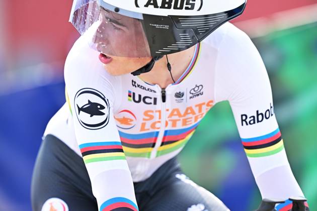 Netherlands Ryan Gal crosses the finish line of the Men U23 Individual Time Trial race (22km) at the cycling UEC Road European Championships, in Ljubljana, Slovenia, on Wednesday 7 October 2026. The UEC Road European Championships are taking place from 02 to 07 October in Ljubljana, Slovenia. DAVIDxPINTENS  x189041236x