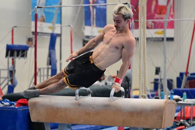 Belgian gymnast Nicola Cuyle pictured during a training session of Belgium s artistic gymnastics team, Wednesday 7 October 2026, in Gent, ahead of the Worlds Championships in Rotterdam from 17 to 25 October 2026. DIRKxWAEM x189042390x