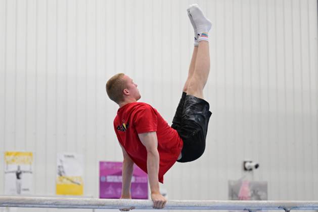 Belgian gymnast Kilan Van der Aa pictured during a training session of Belgium s artistic gymnastics team, Wednesday 7 October 2026, in Gent, ahead of the Worlds Championships in Rotterdam from 17 to 25 October 2026. DIRKxWAEM x189042370x