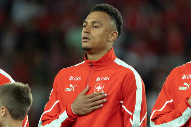 Dan Ndoye seen during National League game between teams of Switzerland and North Macedonia at thermoplan Arena (Benjamin Faes Ball Raw Images) Strasbourg Stade de la Meinau France Copyright: xBenjaminxFaesx BF109654