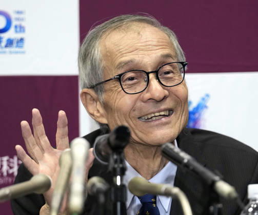 Nobel chemistry prize co-winner Soai Kenso Soai, a professor emeritus at the Tokyo University of Science, attends a press conference, PK, Pressekonferenz at the university in Tokyo on Oct. 7, 2026, after receiving the 2026 Nobel Prize in Chemistry. Soai and French researcher Henri Kagan shared the prize for the discovery of non-linear effects and autocatalysis in asymmetric organic synthesis, the Royal Swedish Academy of Sciences said earlier in the day.  A14AA0005630366P