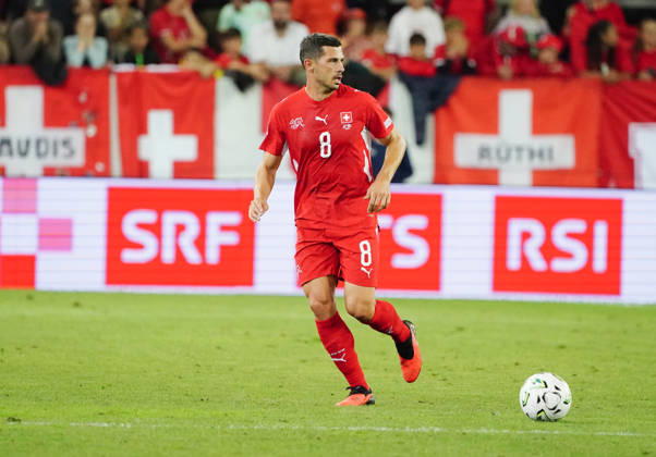 October 6, 2026, Lucerne, Switzerland, Thermoplan Arena, Men s Soccer, 2026–2027 Season, Nations League, Switzerland vs. North Macedonia, 3–0, Photo by Remo Freuler (SUI), Action Shot, Single Frame