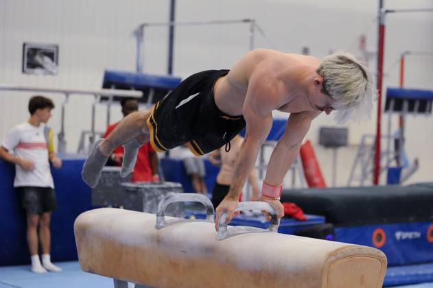 Belgian gymnast Nicola Cuyle pictured during a training session of Belgium s artistic gymnastics team, Wednesday 7 October 2026, in Gent, ahead of the Worlds Championships in Rotterdam from 17 to 25 October 2026. BOAZxKEERSMAEKERS x189054778x