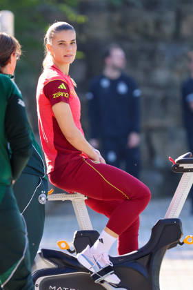 Eppelheim, Germany, October 7, 2026 German Women s National Soccer Team Training Friendly Match: Germany vs. Australia Pictured: Selina Cerci of Germany doing recovery work on a stationary bike away from the training session Copyright: HMBxMedia MadeleinexFantini