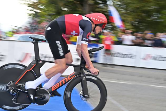 Switzerland s Stefan Kung pictured at the start of the Men Elite Individual Time Trial race (22km) at the cycling UEC Road European Championships, in Ljubljana, Slovenia, on Wednesday 7 October 2026. The UEC Road European Championships are taking place from 02 to 07 October in Ljubljana, Slovenia. DAVIDxPINTENS  x189062106x