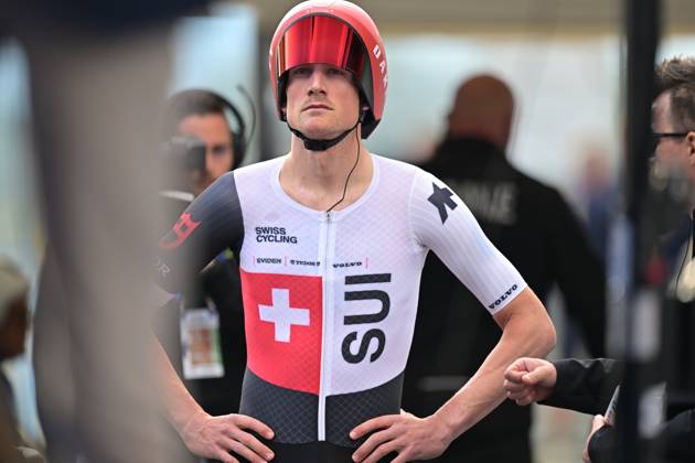 Switzerland s Stefan Kung pictured at the start of the Men Elite Individual Time Trial race (22km) at the cycling UEC Road European Championships, in Ljubljana, Slovenia, on Wednesday 7 October 2026. The UEC Road European Championships are taking place from 02 to 07 October in Ljubljana, Slovenia. DAVIDxPINTENS  x189062772x