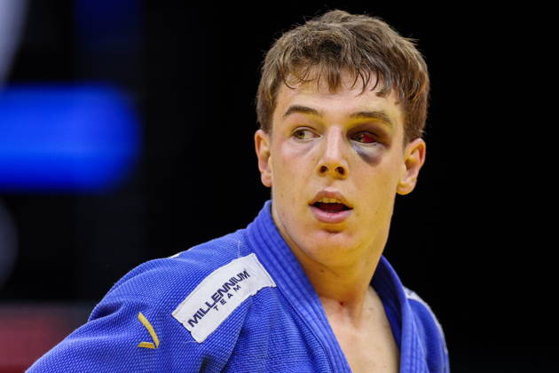 AZERBAIJAN, BAKU - OCTOBER 7, 2026: Mihajlo Simin of Serbia after a -81 kg bout againts Lee Joon-hwan of South Korea as part of the 2026 World Judo Championships at the National Gymnastics Arena. Mikhail Sinitsyn TASS 98915950