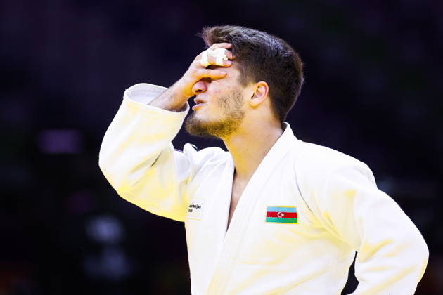 AZERBAIJAN, BAKU - OCTOBER 7, 2026: Omar Radzhabli of Azerbaijan after a -81 kg bout against Abylaikhan Zhubanazar of Kazakhstan as part of the 2026 World Judo Championships at the National Gymnastics Arena 2026 World Judo Championships In Baku  - ZUMAt113 20261007_zaa_t113_447 Copyright: xMikhailxSinitsynx