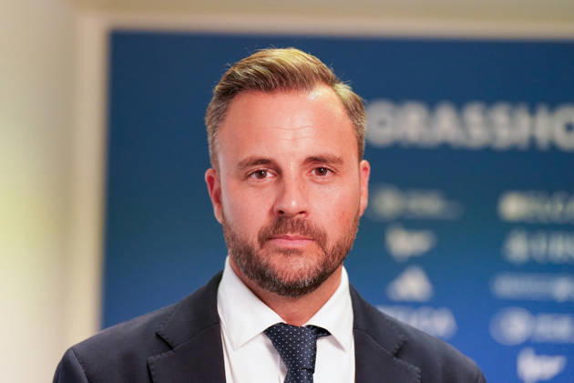 Ludovic Deléchat, Chairman of the Board of Directors of Grasshopper Fussball AG (GFAG), at the Grasshopper Club Zürich (GCZ) press conference in Zurich. Portrait: Ludovic Deléchat, Ludovic Delechat, GC Zurich, GCZ, Grasshoppers, Chairman of the Board of Directors, President, GFAG, Bridge Football Group, club leadership, management, leadership, media conference, press conference, media, soccer, Swiss soccer, Super League, Zurich Copyright: xJOERANxSTEINSIEKx