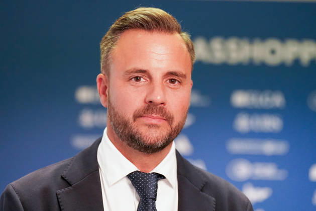 Ludovic Deléchat, Chairman of the Board of Directors of Grasshopper Fussball AG (GFAG), at the Grasshopper Club Zürich (GCZ) press conference in Zurich. Portrait: Ludovic Deléchat, Ludovic Delechat, GC Zurich, GCZ, Grasshoppers, Chairman of the Board of Directors, President, GFAG, Bridge Football Group, club leadership, management, leadership, media conference, press conference, media, soccer, Swiss soccer, Super League, Zurich Copyright: xJOERANxSTEINSIEKx