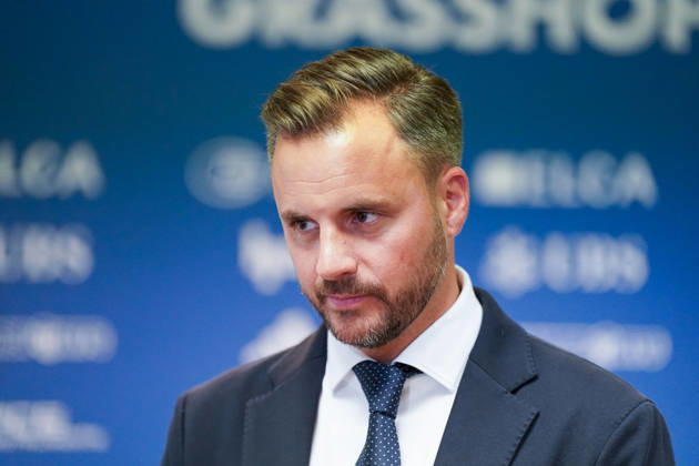 Ludovic Delechat, Chairman of the Board of Directors of Grasshopper Fussball AG (GFAG), at the Grasshopper Club Zurich (GCZ) press conference in Zurich. Portrait, Ludovic Delechat, GC Zurich, GCZ, Grasshoppers, Chairman of the Board of Directors, President, GFAG, Bridge Football Group, club leadership, management, media conference, press conference, media, soccer, Swiss soccer, Super League, Zurich Copyright: xJOERANxSTEINSIEKx