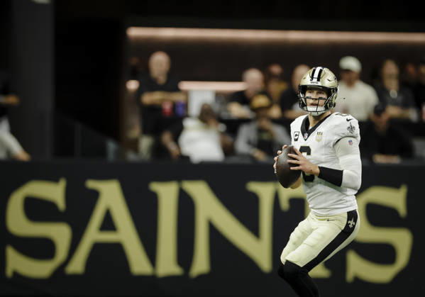NEW ORLEANS, LA - OCTOBER 05: Tyler Shough 6 of the New Orleans Saints plays against the Atlanta Falcons during the first half of a game at Caesars Superdome on October 5, 2026, in New Orleans, Louisiana. (Photo by Derick Hingle Icon Sportswire) NFL, American Football Herren, USA OCT 05 Falcons at Saints EDITORIAL USE ONLY Icon12626105115