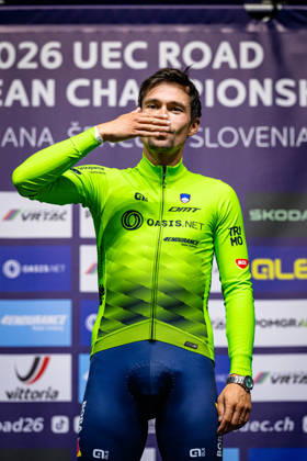 ROGLIÄa Primož ROGLIC Primoz UEC Road Cycling European Championships Ljubljana 2026 ROGLIÄa Primož ROGLIC Primoz SLO Slovenia Winner First Place Award Ceremony Medal Ceremony Podium Portrait Orientation Vertical Portrait Event UEC Road Cycling European Championships 2026 Ljubljana Category Cycling Road Cycling European Championships Individual Time Trial Elite Men Location Europe Slovenia Sencur Discipline Individual Time Trial ITT Distance 22 km Date October 7, 2026, Wednesday Day 5