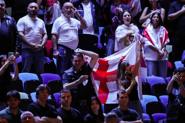 AZERBAIJAN, BAKU - OCTOBER 7, 2026: Members of the audience during an award ceremony for the men s -81 kg category, won by Tato Grigalashvili of Georgia, as part of the 2026 World Judo Championships at the National Gymnastics Arena 2026 World Judo Championships In Baku - ZUMAt113 20261007_zaa_t113_506 Copyright: xMikhailxSinitsynx