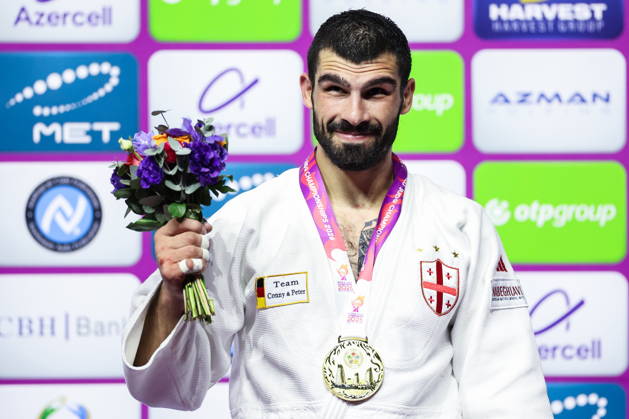 AZERBAIJAN, BAKU - OCTOBER 7, 2026: 1st placed Tato Grigalashvili of Georgia attend an award ceremony for the men s -81 kg category during the 2026 World Judo Championships at the National Gymnastics Arena 2026 World Judo Championships In Baku  - ZUMAt113 20261007_zaa_t113_509 Copyright: xMikhailxSinitsynx